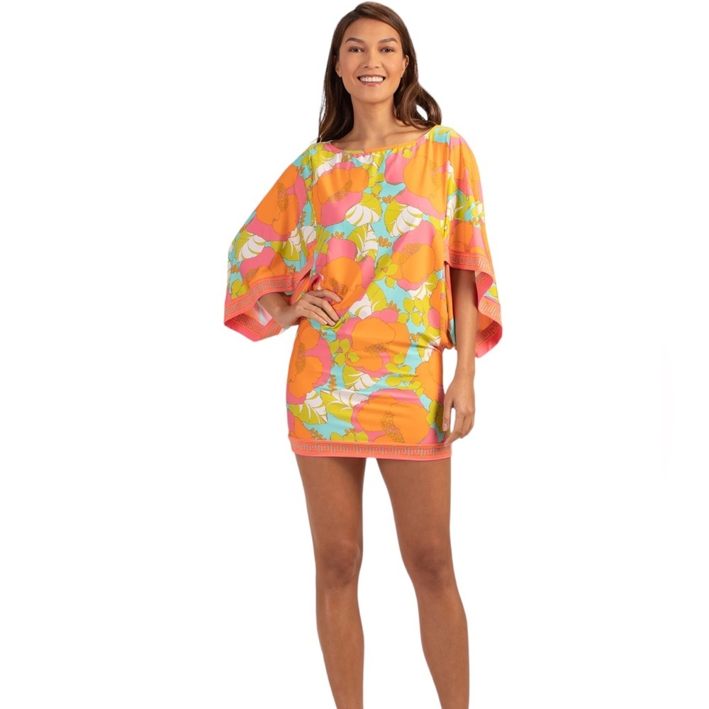 ✅TRINA TURK PLAYA DE FLOR SWIM TUNIC IN ORANGE MULTI